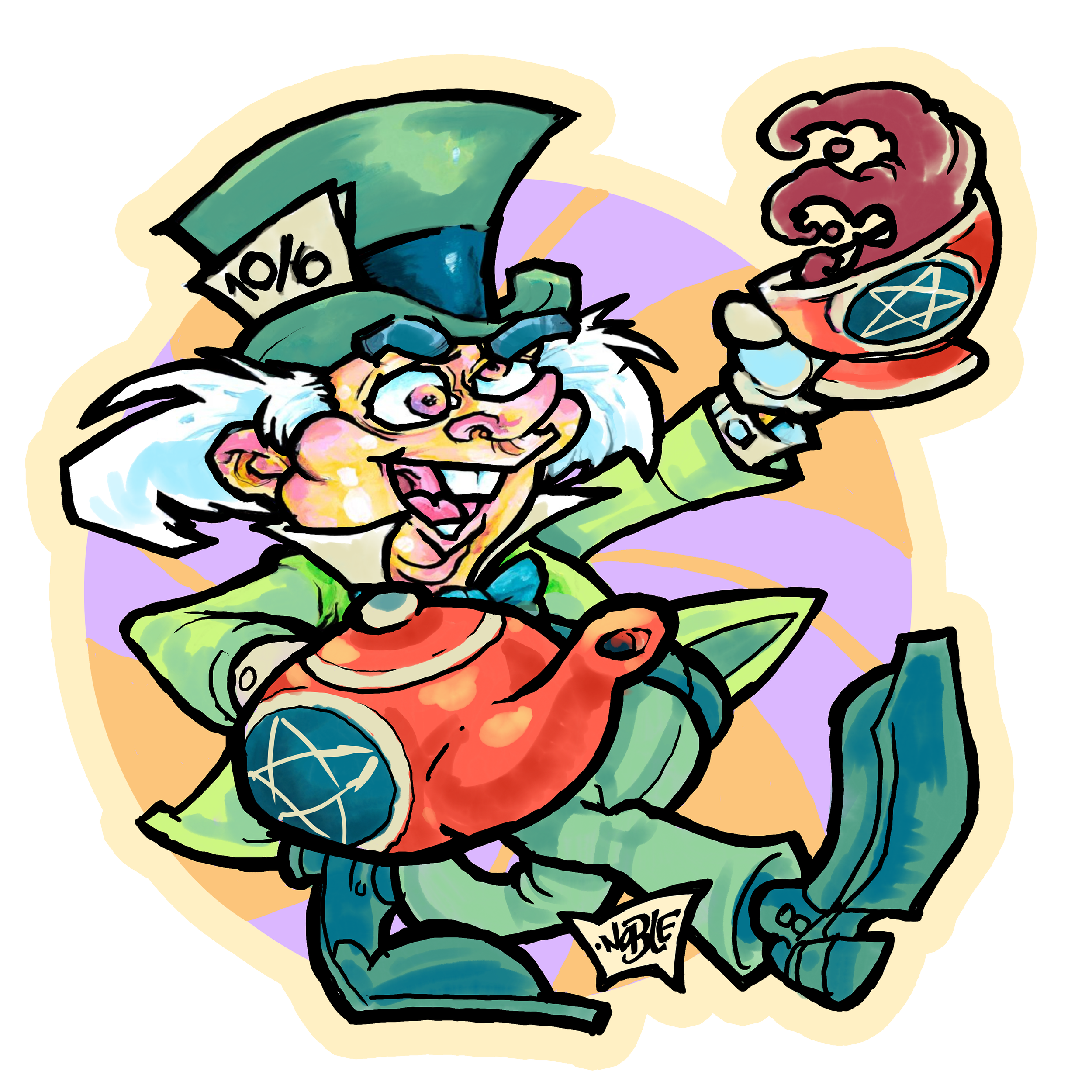 Mad Hatter Glitter Sticker