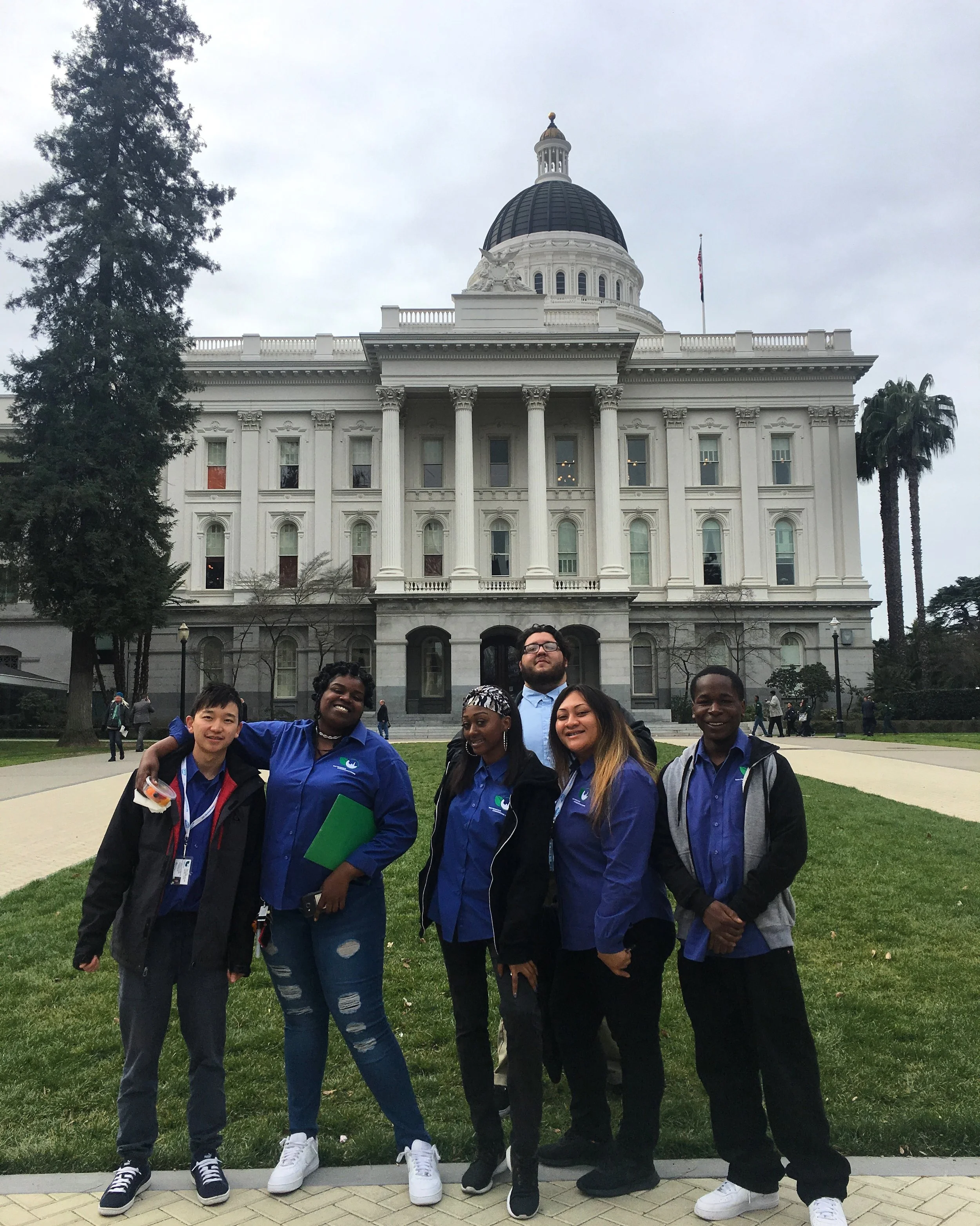 Corpsmembers (from left) Aung, Kira, Brittany, Josh, Henrietta, and Tyjay