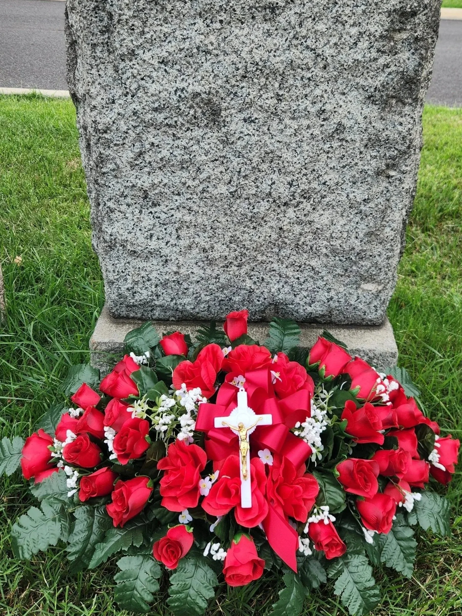 Silk Red Rose Spray Pillow