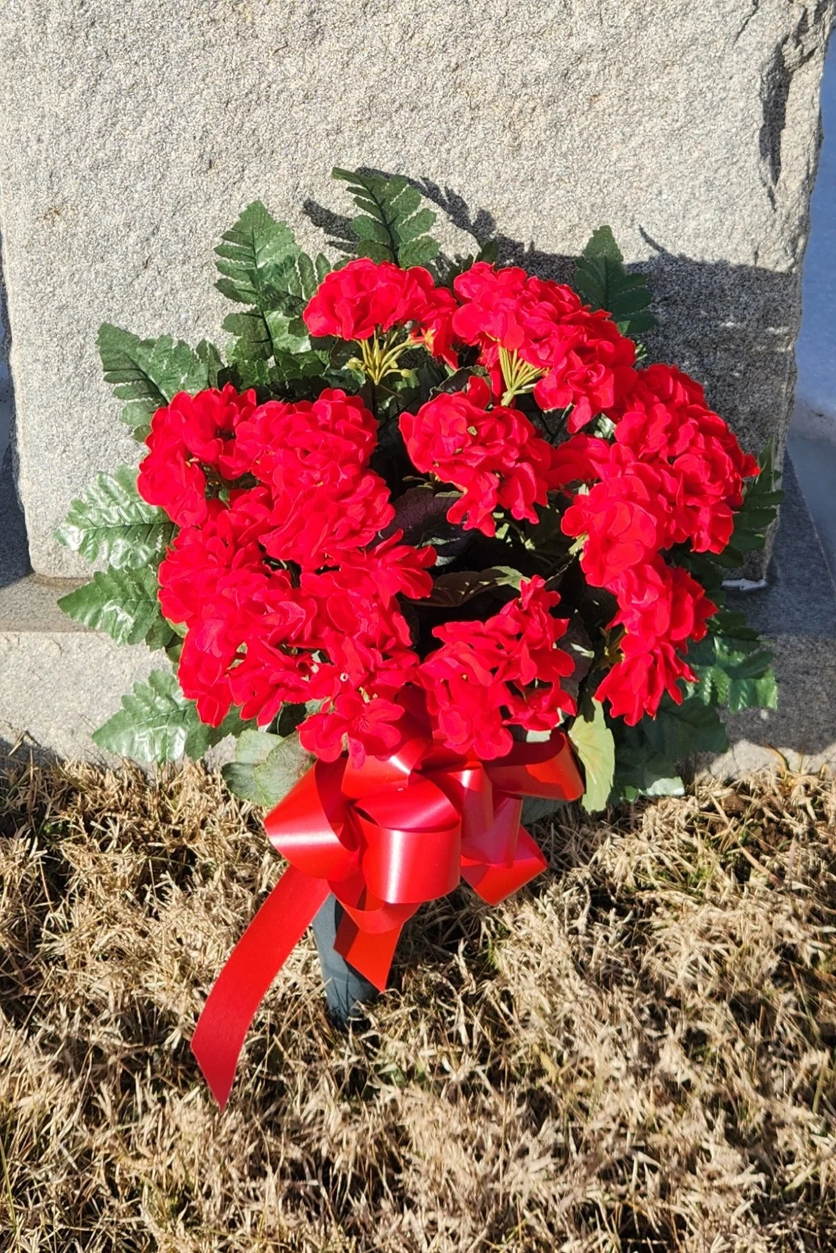 Silk Red Geranium Bouquet