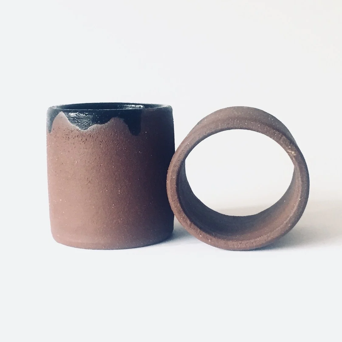 Infinity Black Wheel-thrown. Glaze on chocolate stoneware. 4"H x 4"W x 8"L Wholesale 34