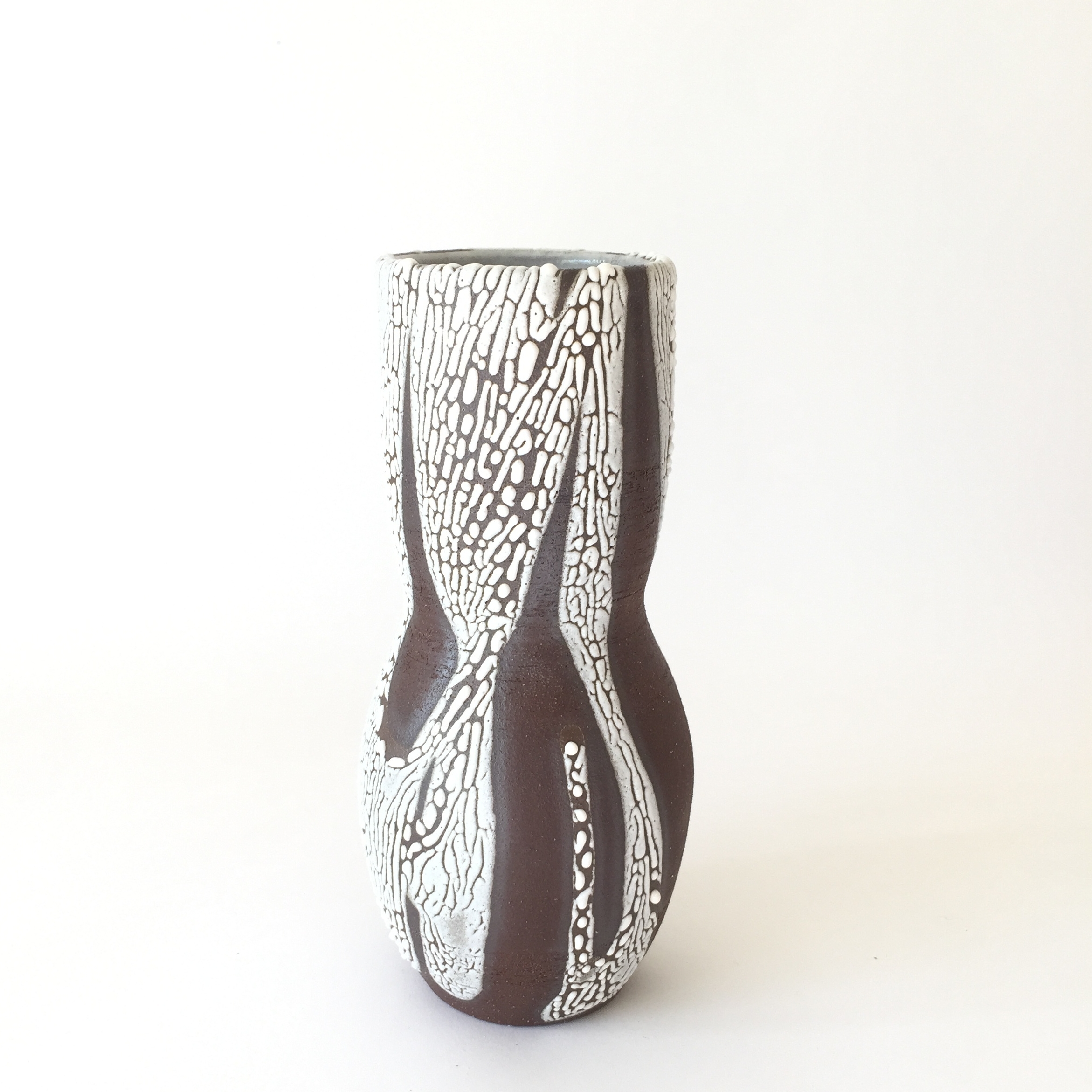 Fjord Chocolate Glaze on chocolate stoneware. 8"H x 5"W Wholesale 68