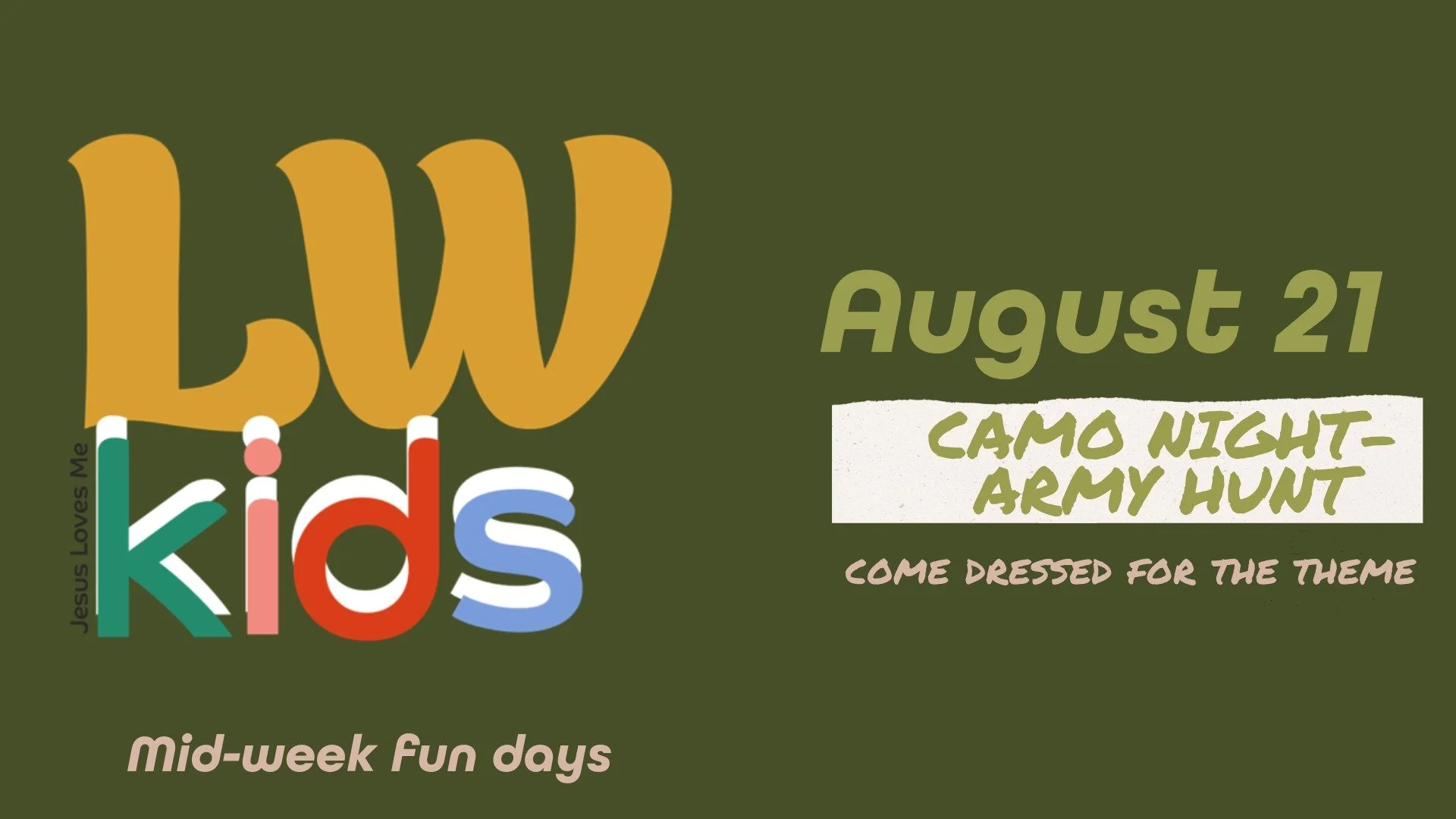 LWKIDS Mid week fun day (PRE-K-5TH GRADE)