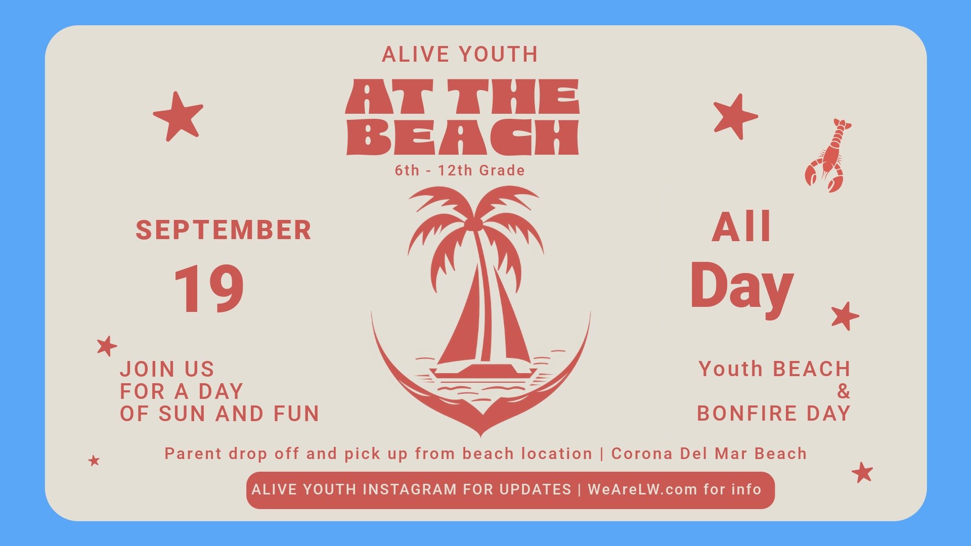 Alive youth beach/bonfire day