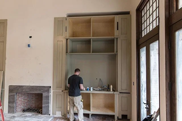 Our lead craftsman is 5'10&quot; for comparison to these boxes... 72% complete #finewoodworking #cabinetry #time #glue #handmade #craftmenship #craftsmanship #love #carpentry #thecraftsmangroup #alabamacraftsmenship #alabama #southeast #house #interi