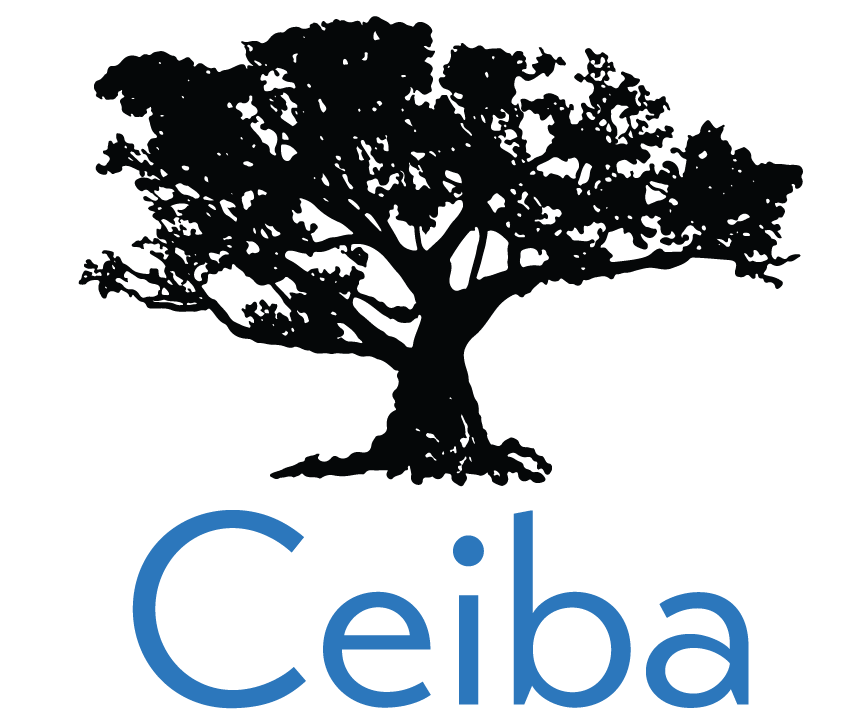 Ceiba Philadelphia logo -- a black tree with the word "Ceiba" in blue