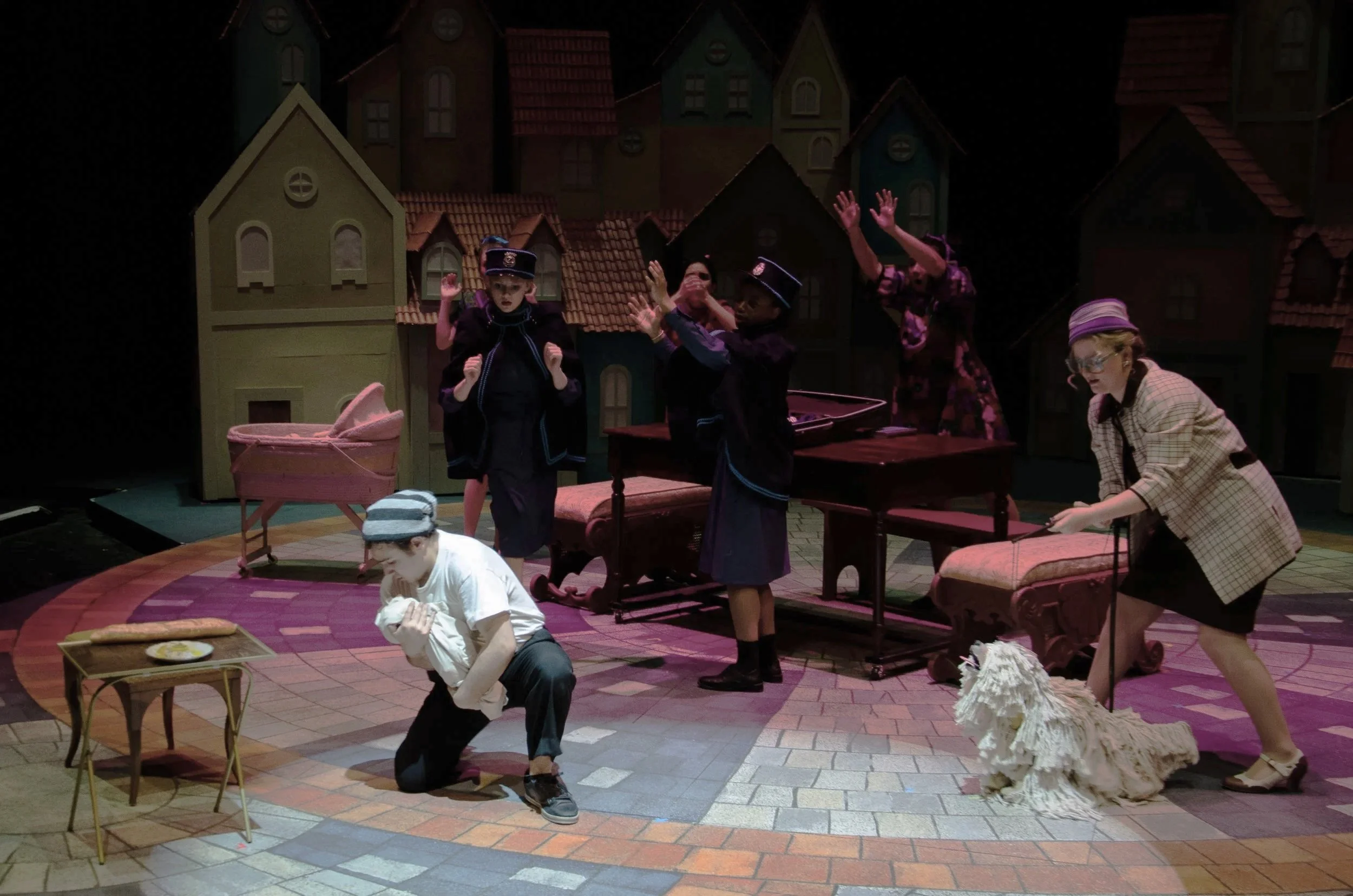 Scene from The Boy Who Hates Everything, directed by Chris Garcia Peak, with words and music by Nathan Streifel, devised at Hope College, featuring puppet design by Jesse Mooney-Bullock, sound and lighting design by Eric Van Tassell, and set design b