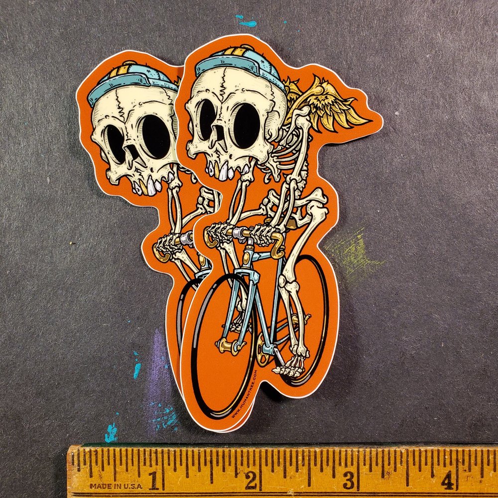 SMALL SKELETON CYCLIST STICKERS —  – The