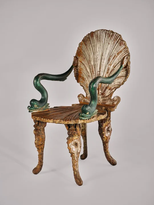 Venetian chair, Germany or Italy, 19th century Pine wood, paint, varnished silver plating, and gilding, 89 x 55 x 74 cm   Musée Matisse, Nice. Former collection of Henri Matisse. Bequest of Madame Henri Matisse, 1960, 63.2.125 Photo © François Ferna…