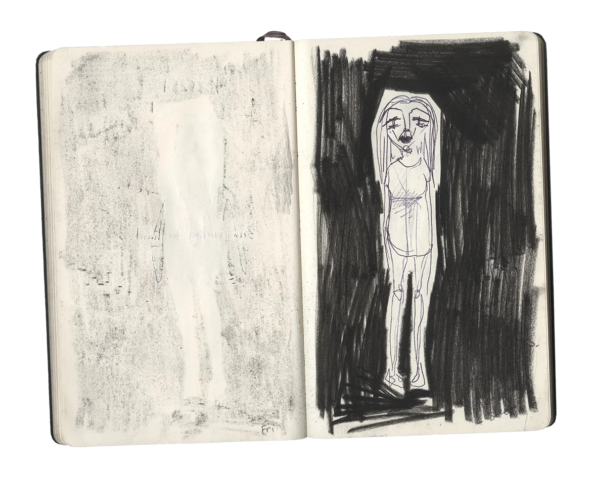 pen and charcoal on paper