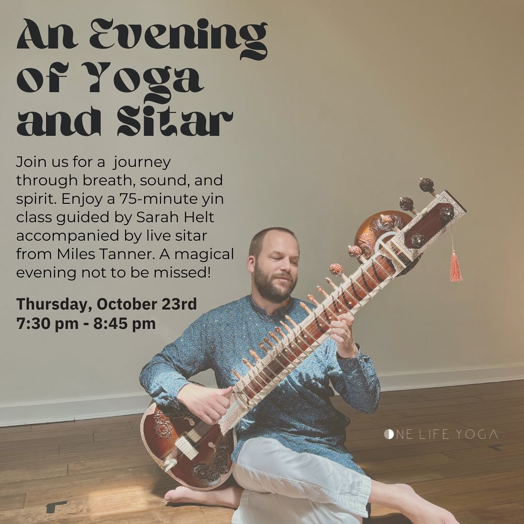 TONIGHT! ✨✨✨

We have the perfect post-New Moon evening to welcome you into Scorpio season. ✨🌀

Allow the soothing sound of live sitar guide you deplete into stillness as you ground and breathe. This is an immersive experience that blends meditation