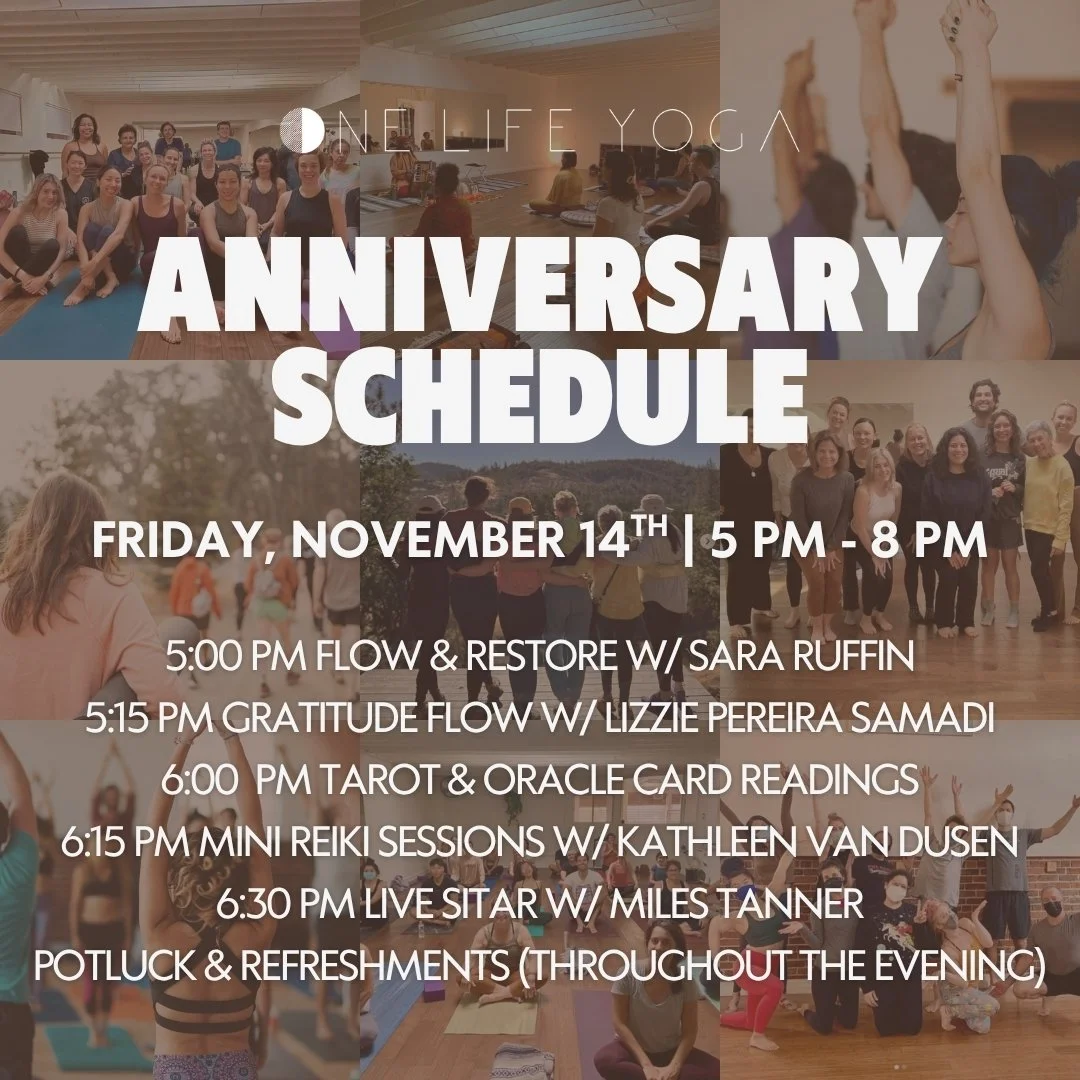 🎉 Celebrate 8 Years of One Life Yoga! 🎉

This Friday we are celebrating YOU, our OLY community that brings this space to life every single day. Join us for an evening of movement, music, healing, and connection as we honor 8 amazing years together.