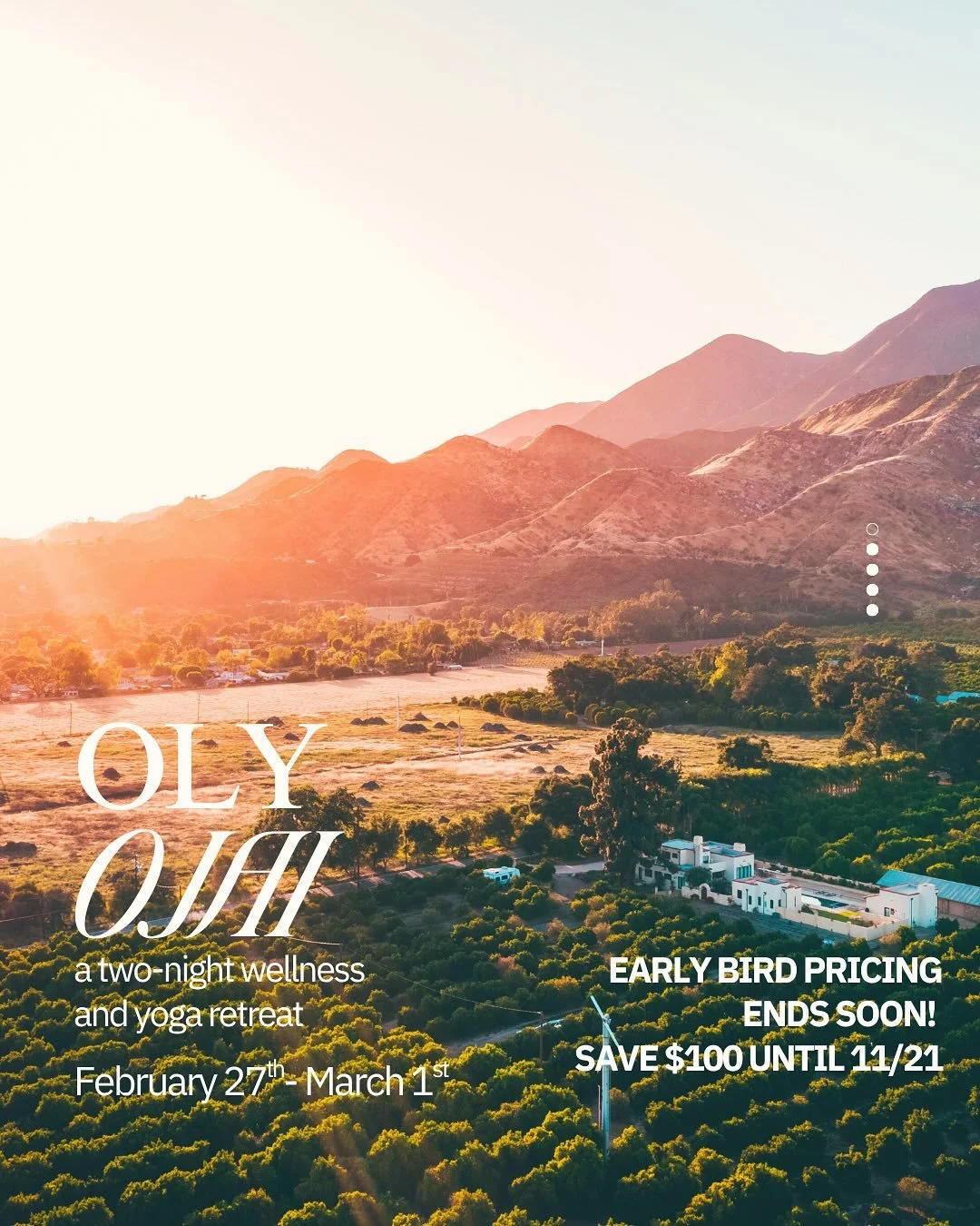 OJAI RETREAT 🌀💥🪐

We&rsquo;re heading to Ojai with @_lizziepereira and @sara_ruffin this winter for a weekend to ground and recharge. Think slow mornings, soul-soothing yoga and movement, mantra and rituals to connect with the Elements within and 