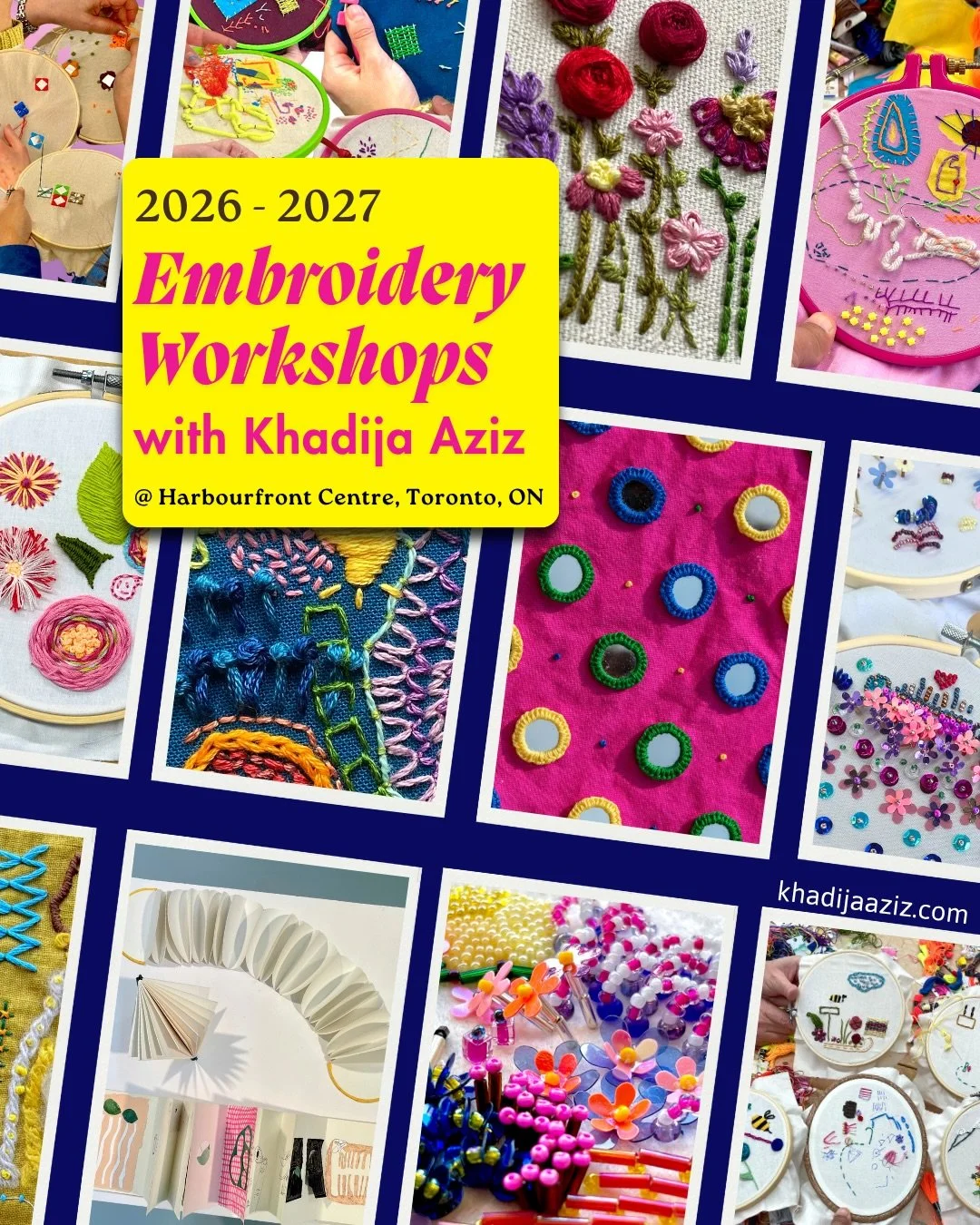 2026-27 Craft &amp; Design workshops and courses are now live at @harbourfrontcentre!! Excited to teach my recurring embroidery workshops in new ways, and some new workshops as well this new season, including hardcover bookbinding!
🌷
Also check out 