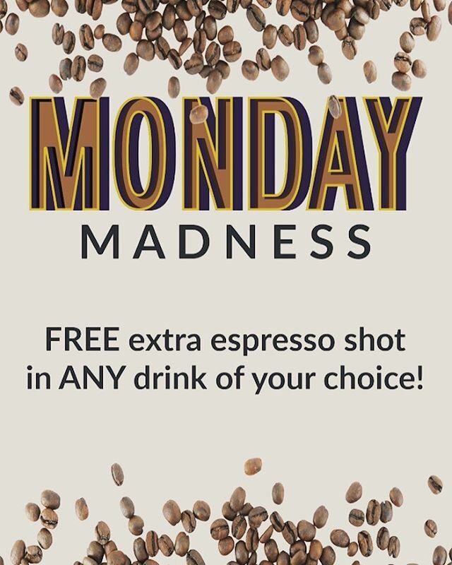 Happy Monday! We&rsquo;re here to make sure our favorite people make it through everyone&rsquo;s least favorite day of the week. Ask for an extra shot in your drink today and it&rsquo;s on us! &bull;
&bull;
&bull;
#coffee #espresso #monday #localcoff