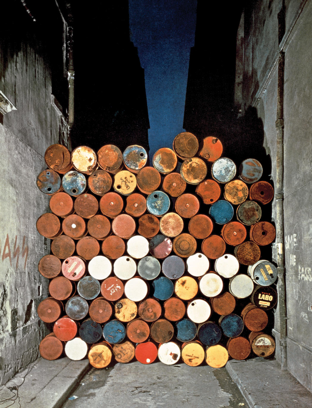 Wall of Oil Barrels - The Iron Curtain, Rue Visconti, Paris, 1961-62 