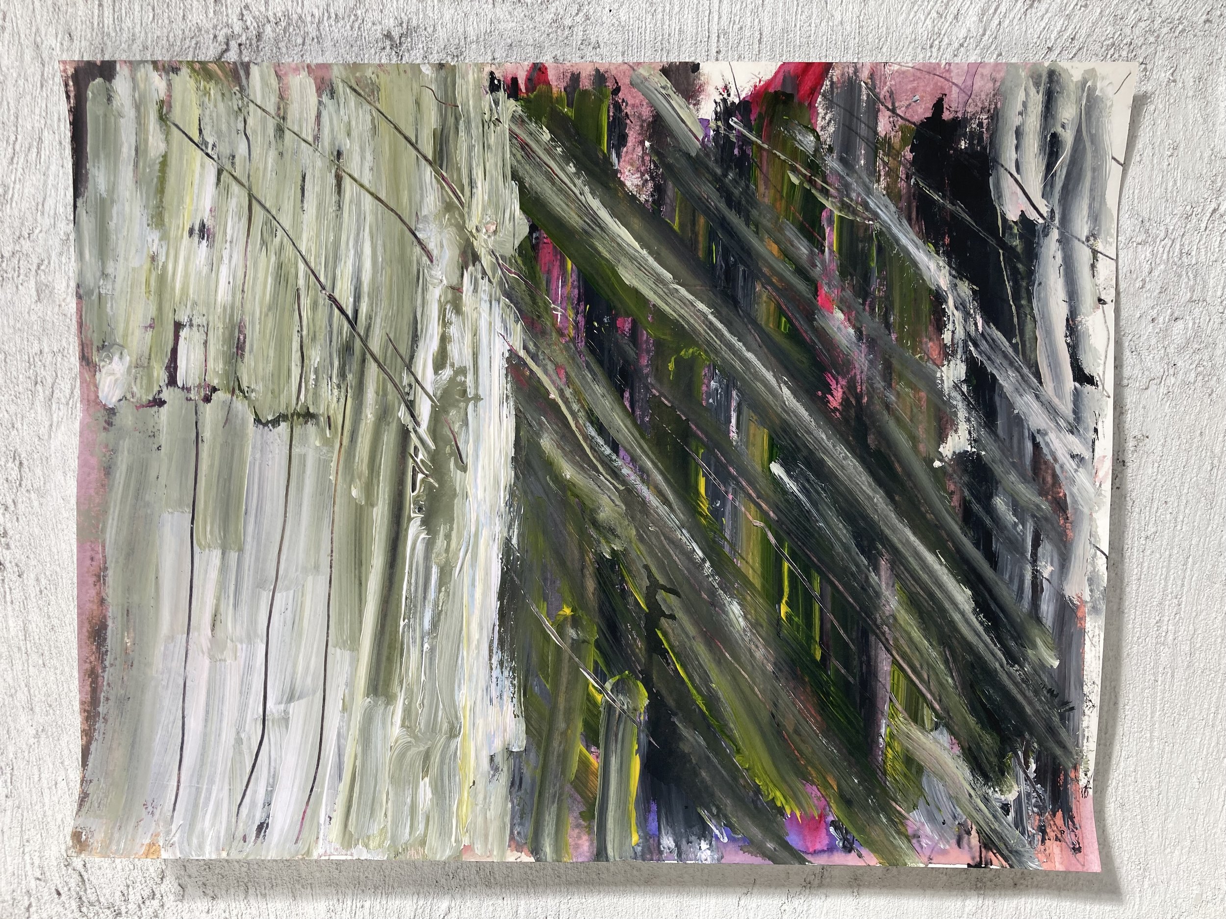 Pintura verde y blanco sucio