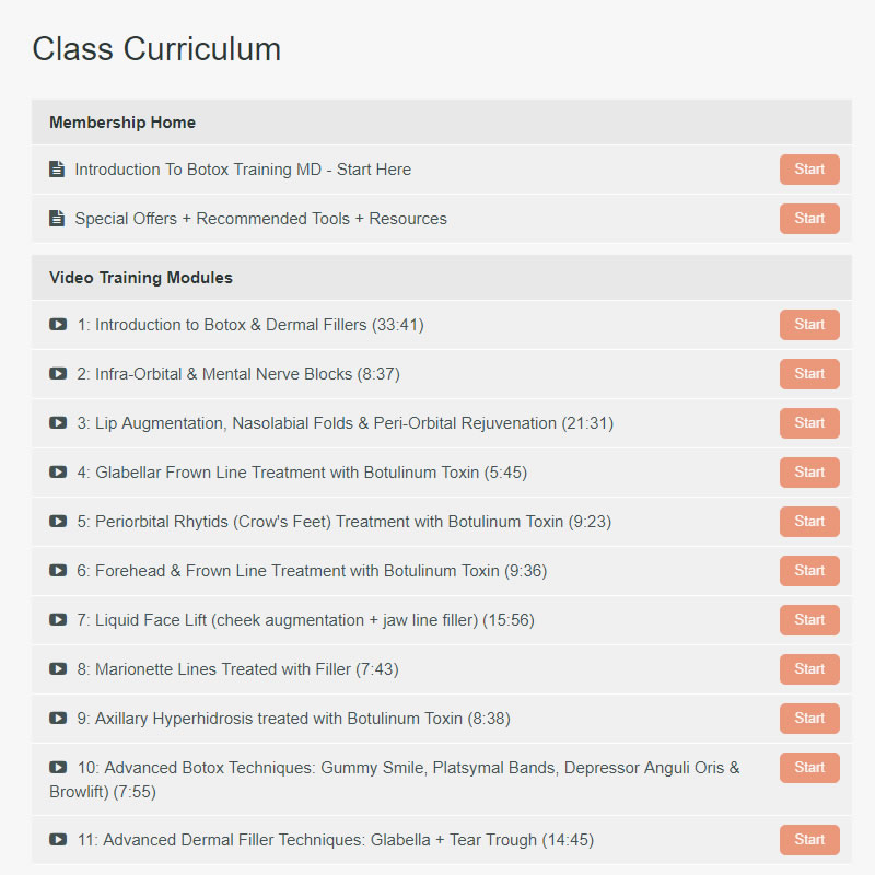 Clinical training courses for cosmetic practices