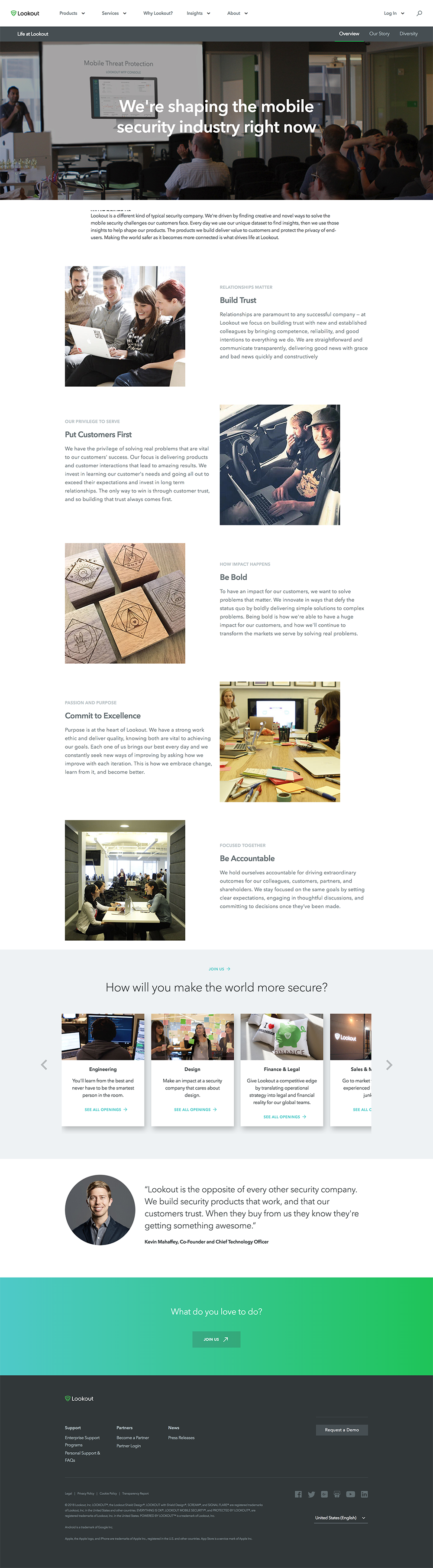 Samples of one of my favorite pages. I was responsible for developing the content strategy, design direction, and photography for this page. We were working with a limited photography budget so I staged and took images for many of the pages.
