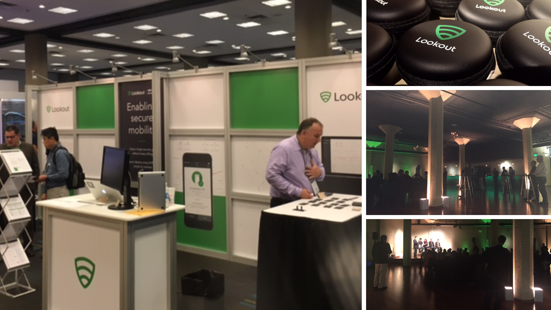 Left: Gartner trade show booth design. Right: RSA Security event design & branded giveaways. I worked with the marketing and sales team to bring our event designs to life.