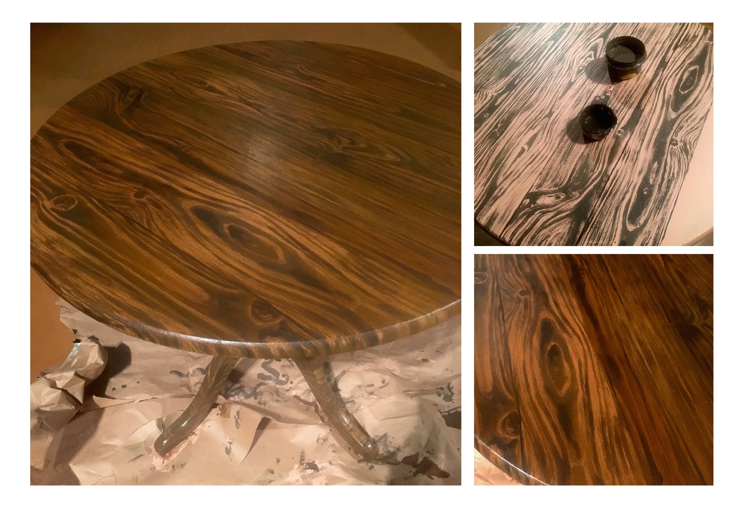 Faux Wood Grain Table, and process images