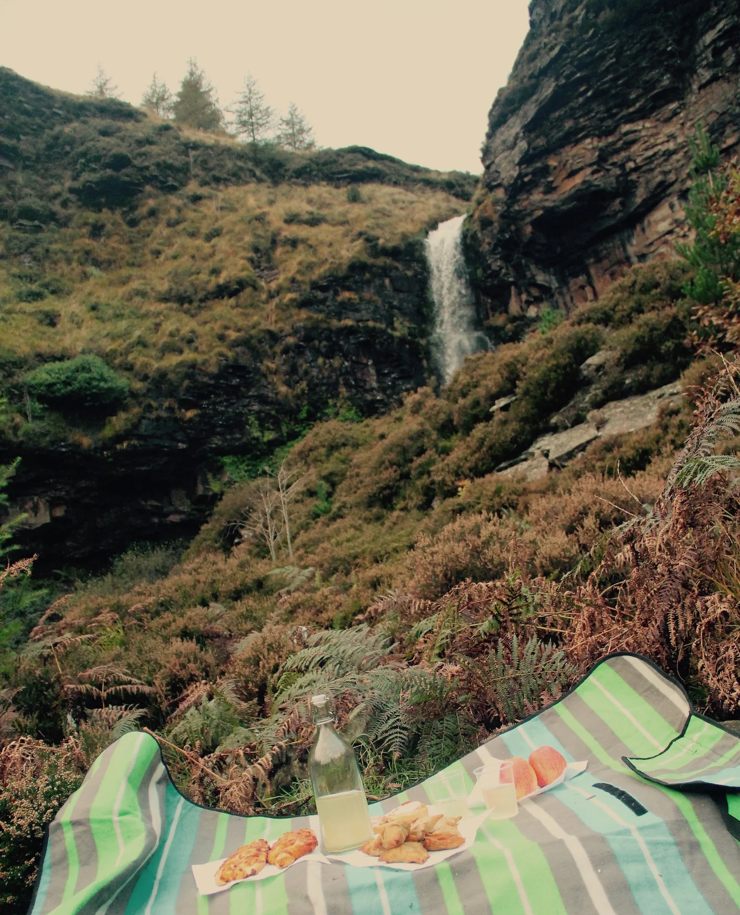 Picnic and waterfall