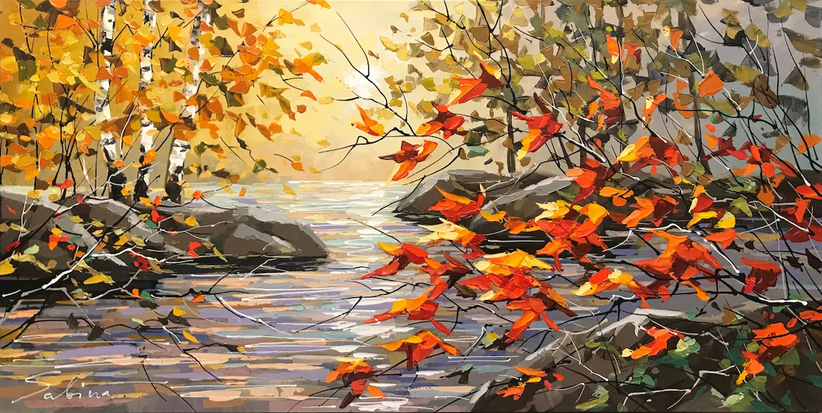 "A Babbling Brook" Size: 30" x 60" Original mixed media on canvas
