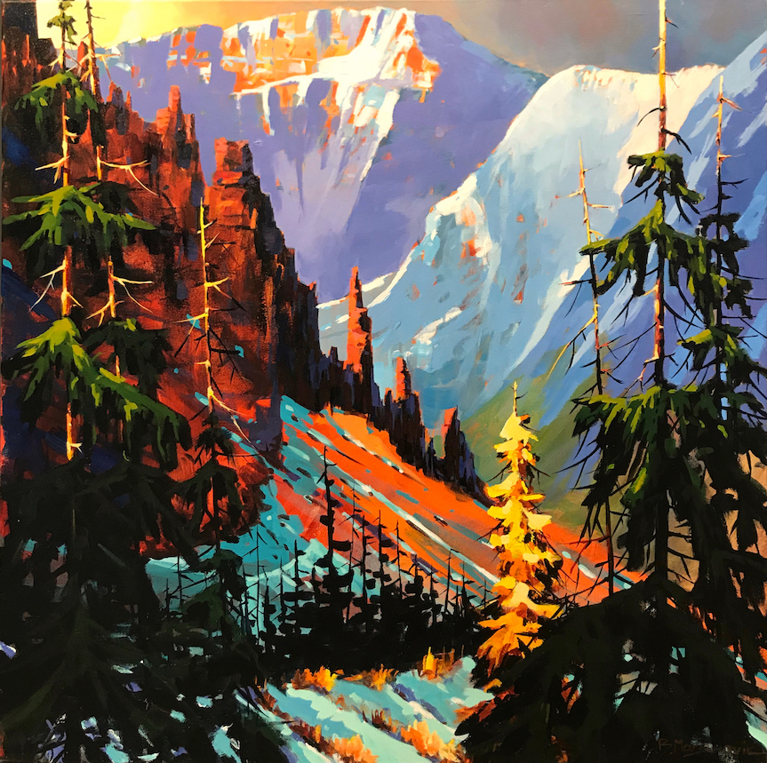 “On Mt Lefroy Trail” Size: 36”x36” Original acrylic on canvas