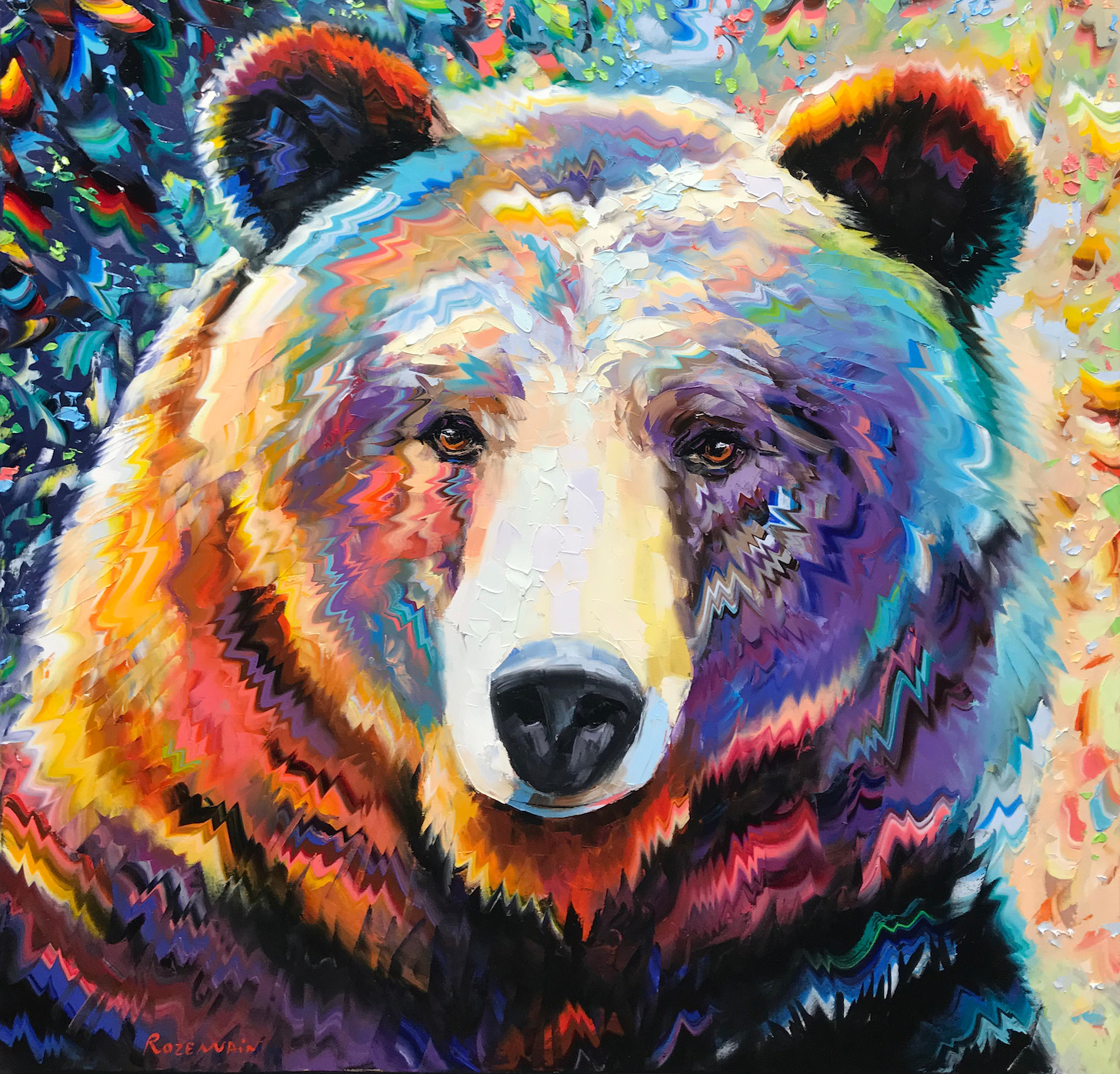 “Brilliant Bear” Size: 48” x 48” Original oil on canvas