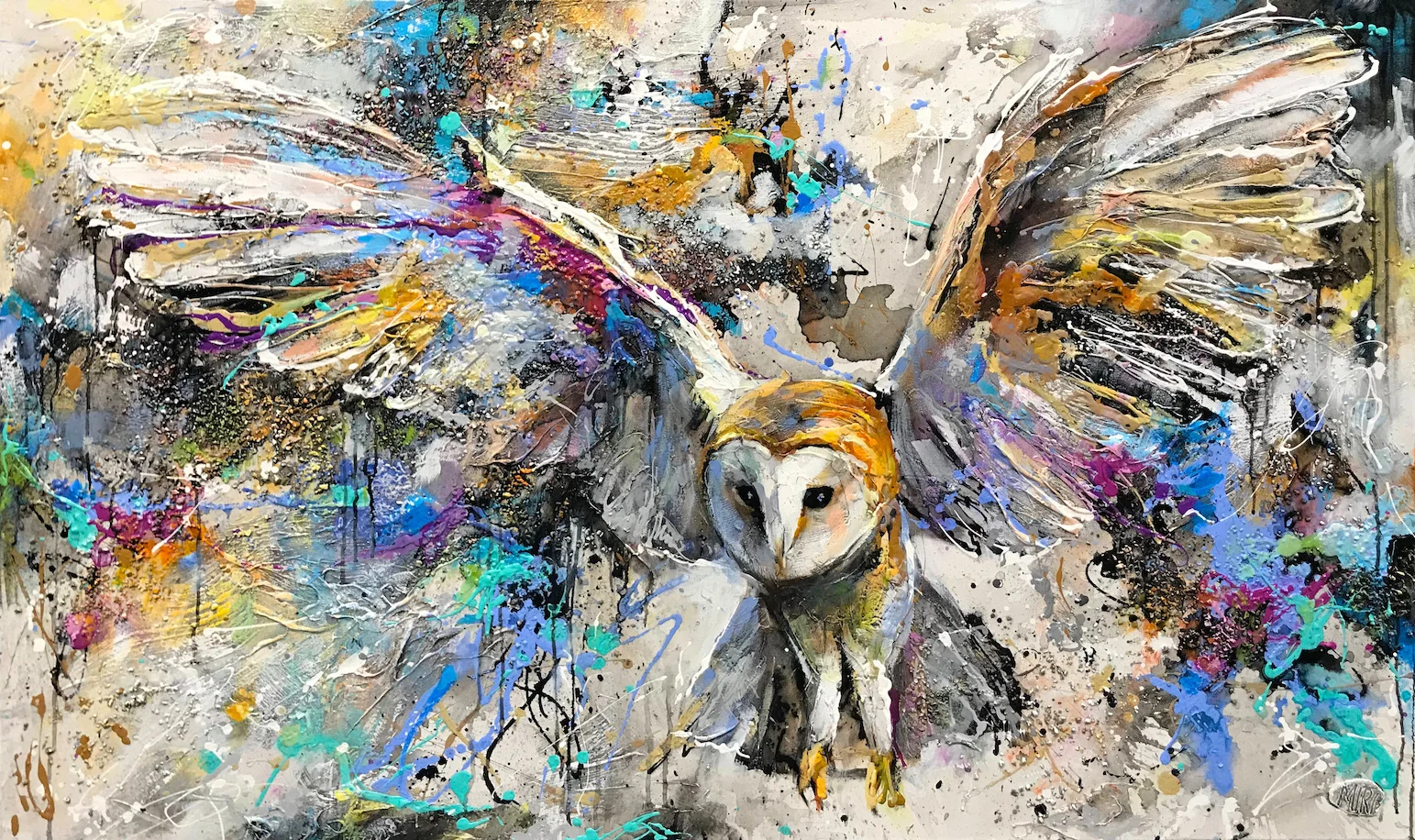 “Beautiful Flight” Size: 36” x 60” Original mixed media on canvas