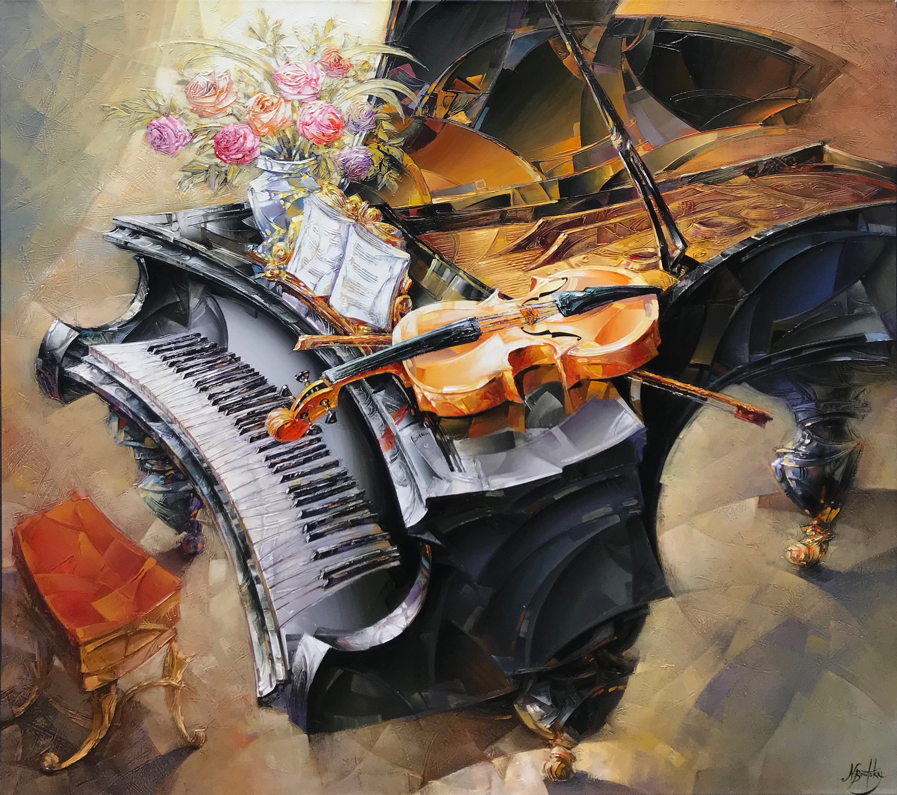 “Classic Elegance” Size: 48” x 48” Original mixed media on canvas
