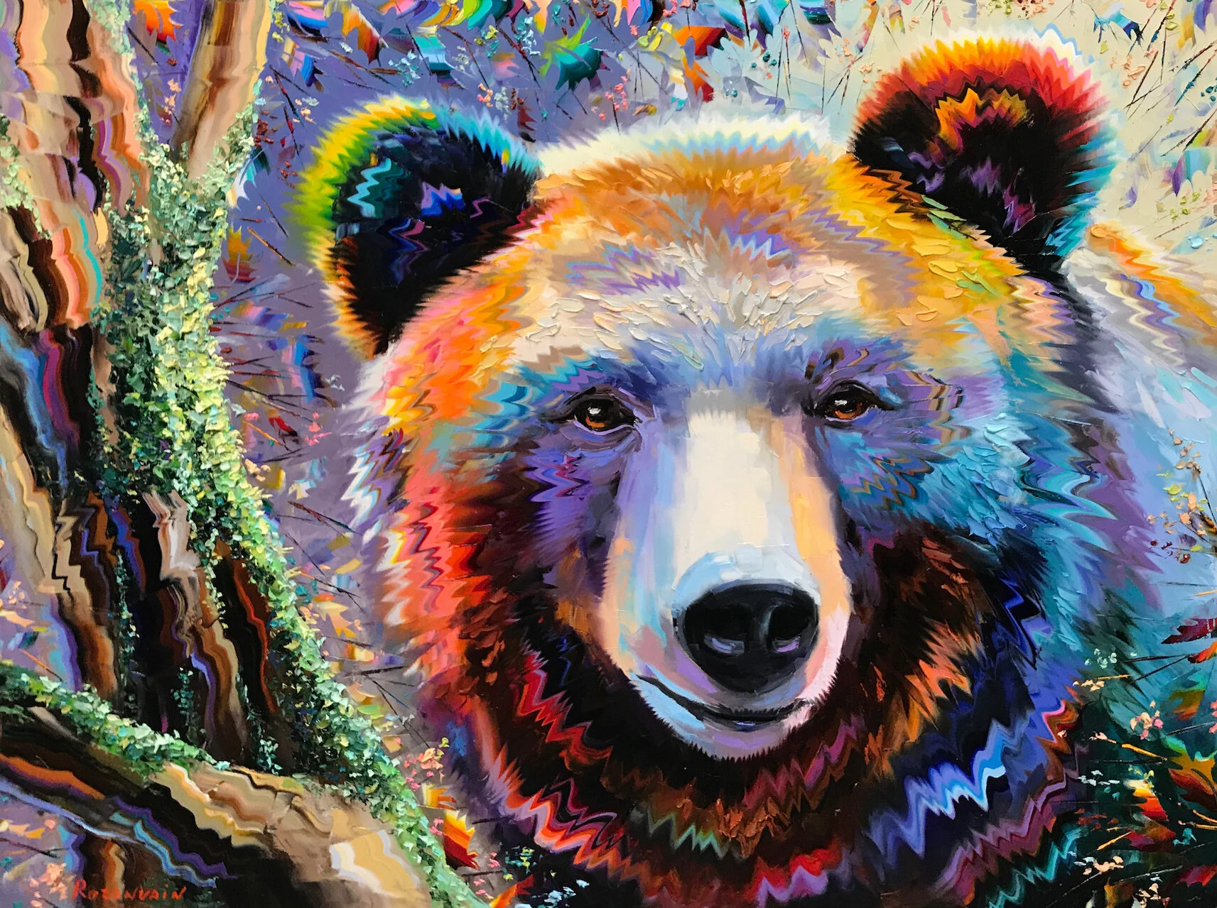 “Home in the Woods” Size: 48” x 60” Original oil on canvas