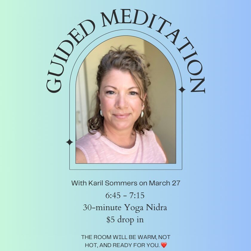 Our 30 minute $5 Yoga Nidra drop in is this week on Wednesday, 3/27, at 6:45 pm with Karil, who will be bringing us a spring rebirth Nidra. Just what I need! I don&rsquo;t know about you, but I am so there!!!! Thanks for your gifts, Karil! @straterso