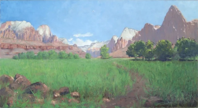 Zion Canyon by Frederick Samuel Dellenbaugh, Oil on Canvas ( source )