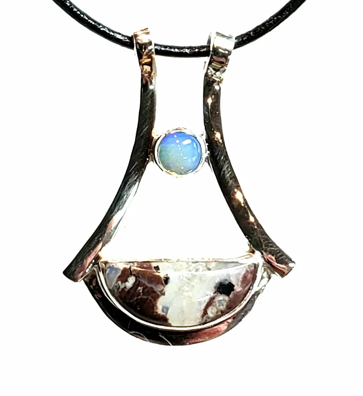 Crystal Opal, Rhyolite, Sterling Silver Necklace