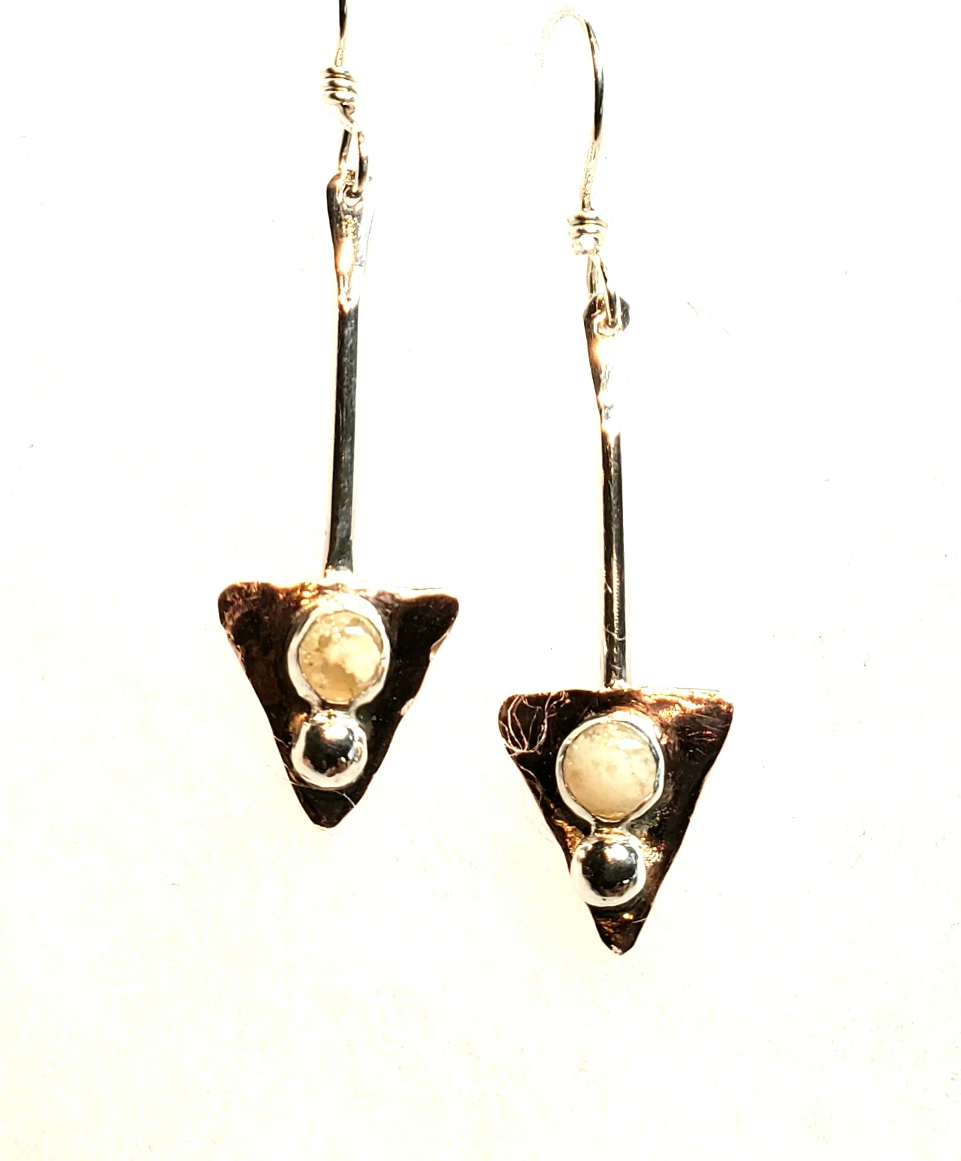 Plume Agate and Copper Dangles