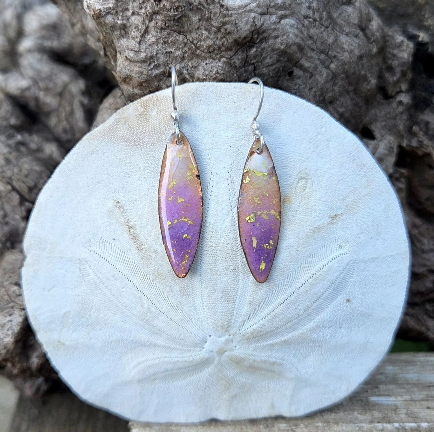 Purple, Pink, and Gold Surfboard Earrings