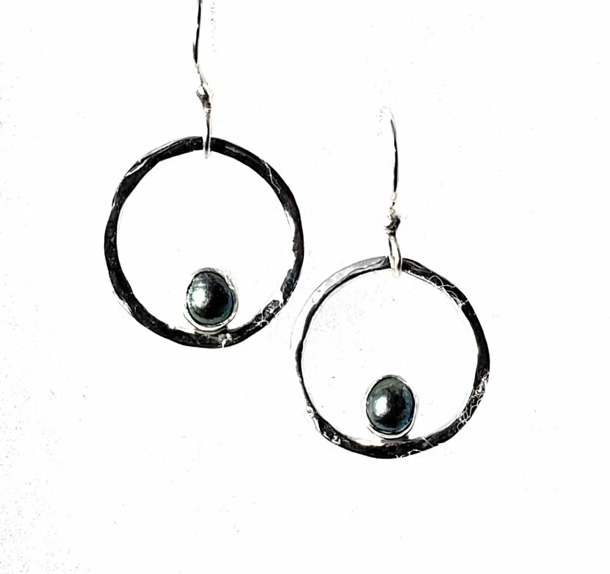 Scarab Green Pearl Hoops