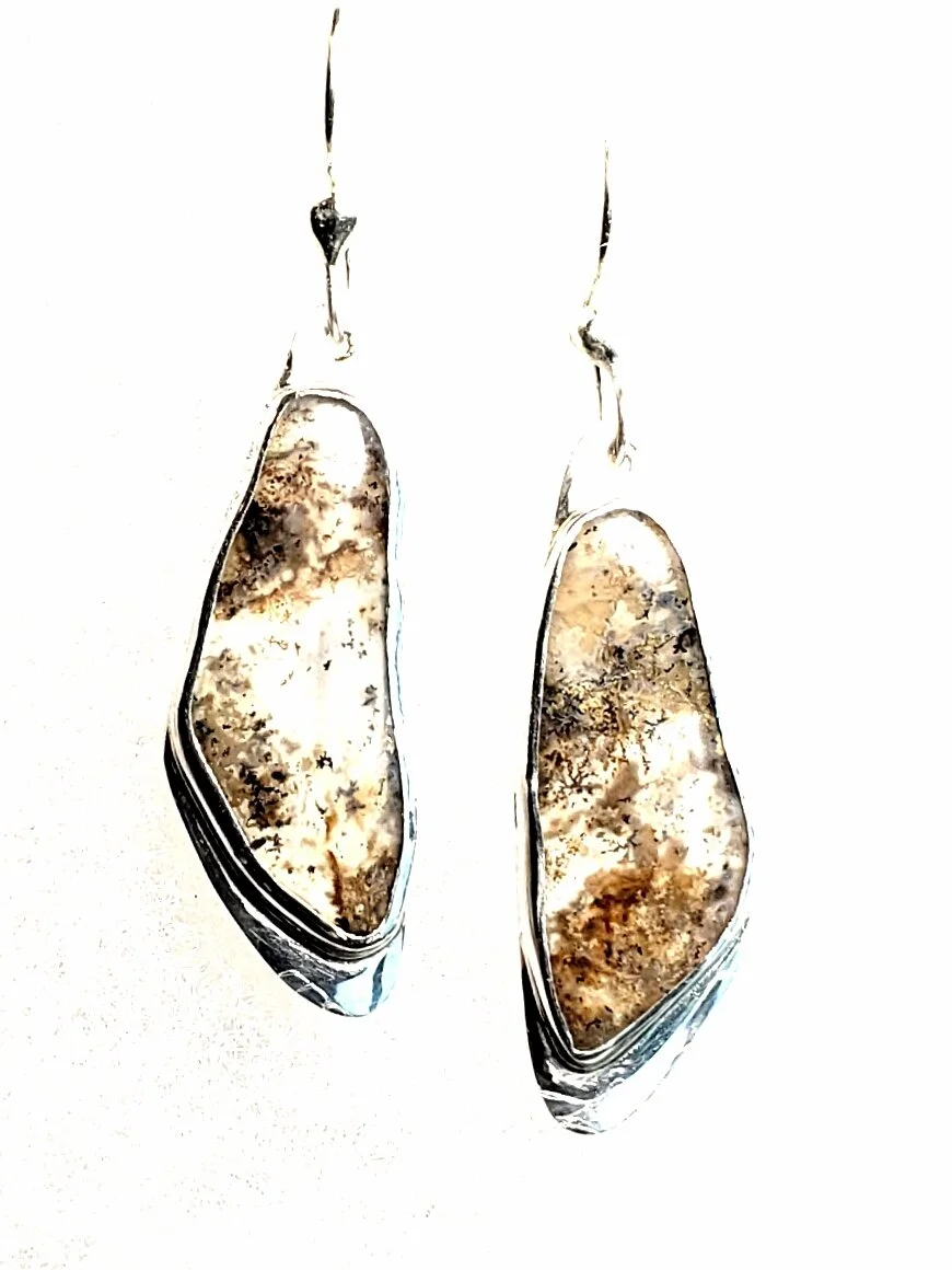 Whale's Wings Plume Agate Earrings