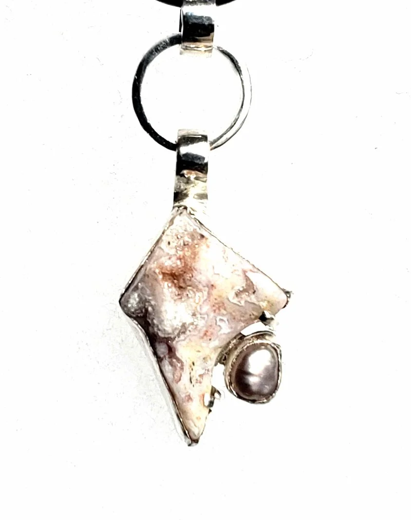 Pink Plume, Druzy, and Pearl