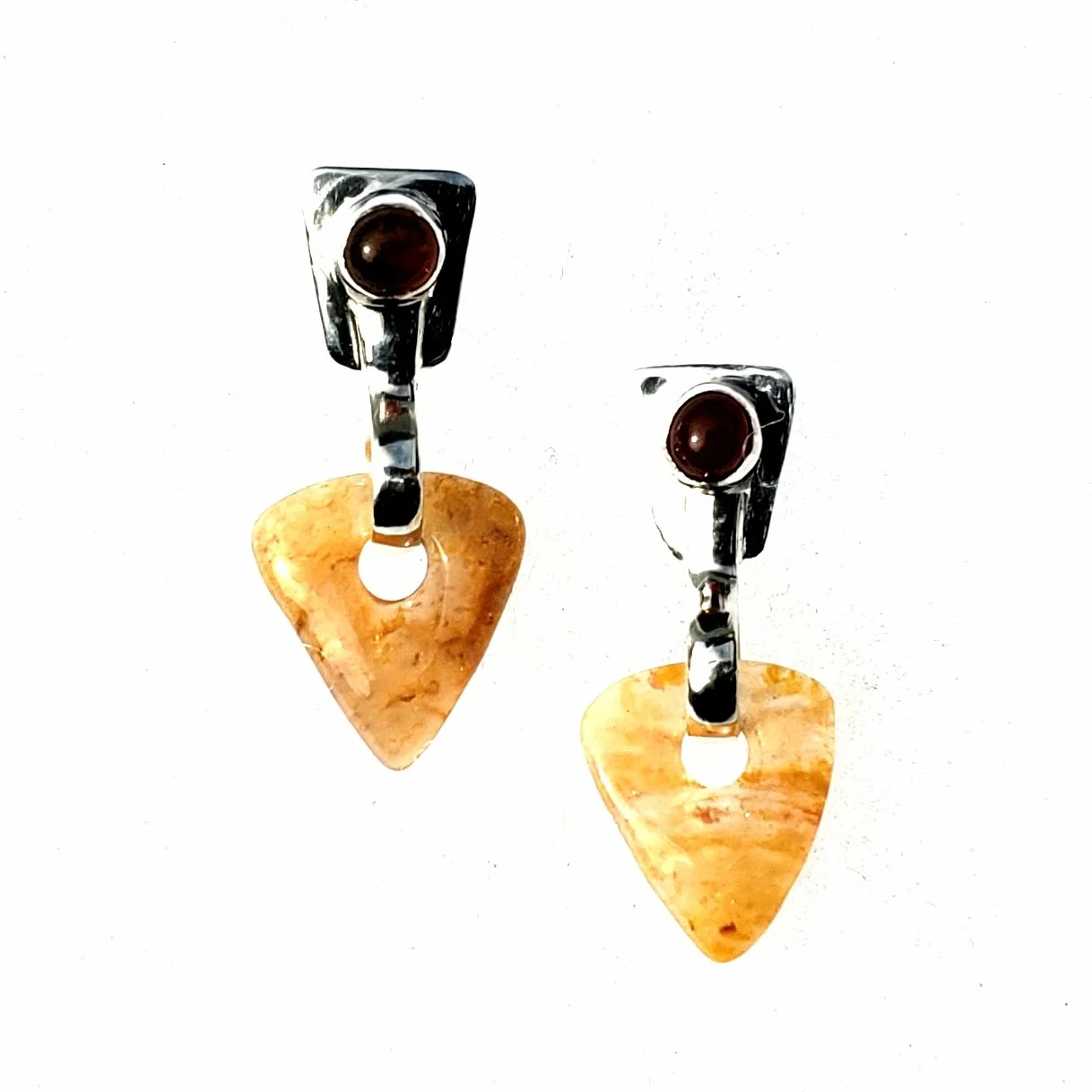 Carnelian and Plume Agate Earrings