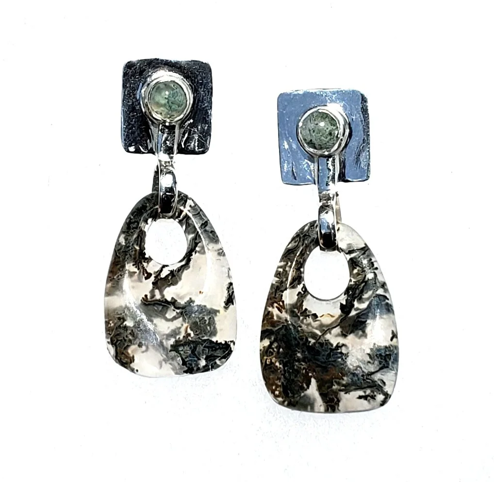 Moss and Kelp Agate Earrings