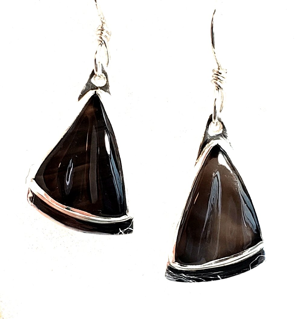 Aurora Obsidian Carved Earrings