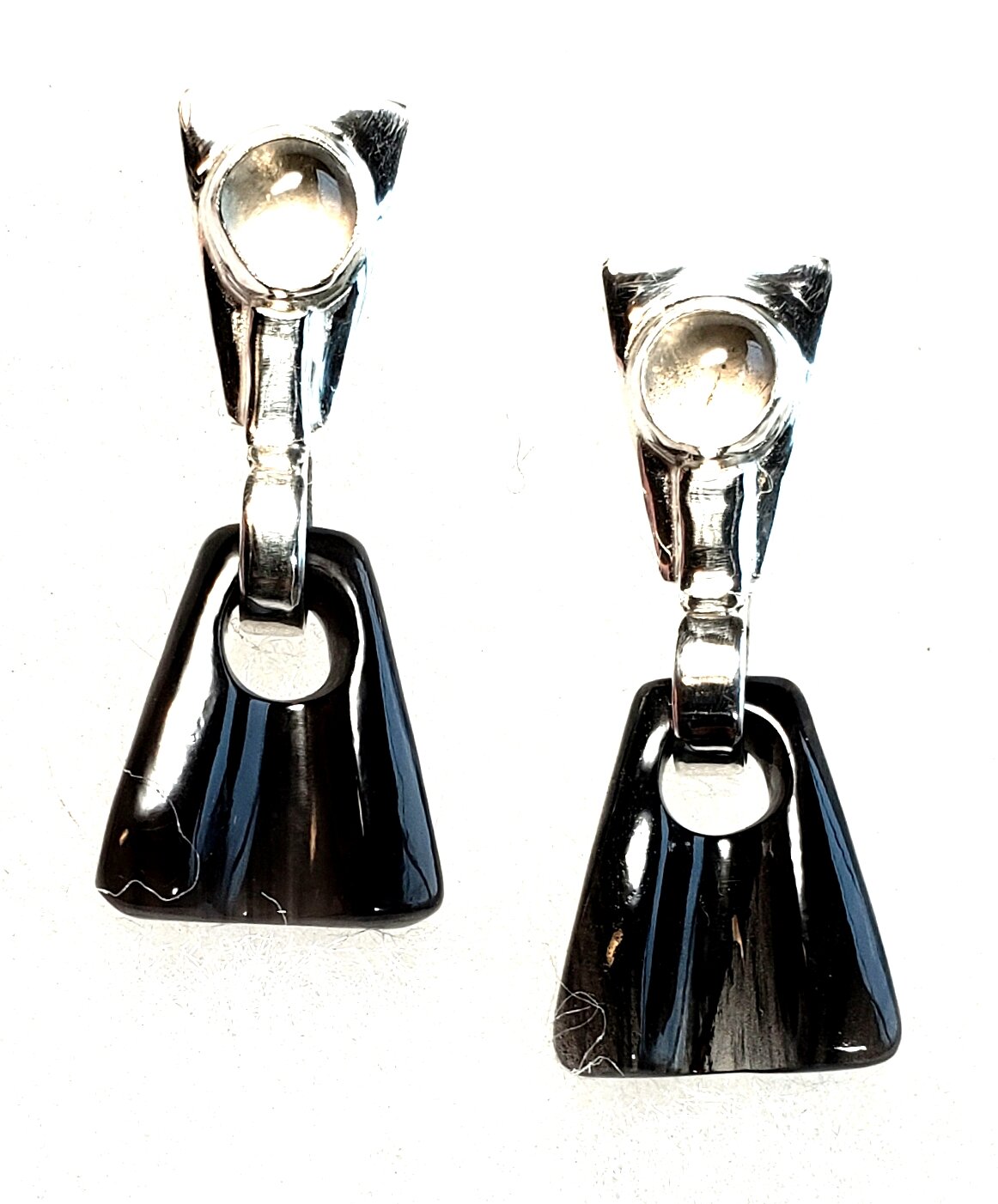 Sunstones and Obsidian Earrings