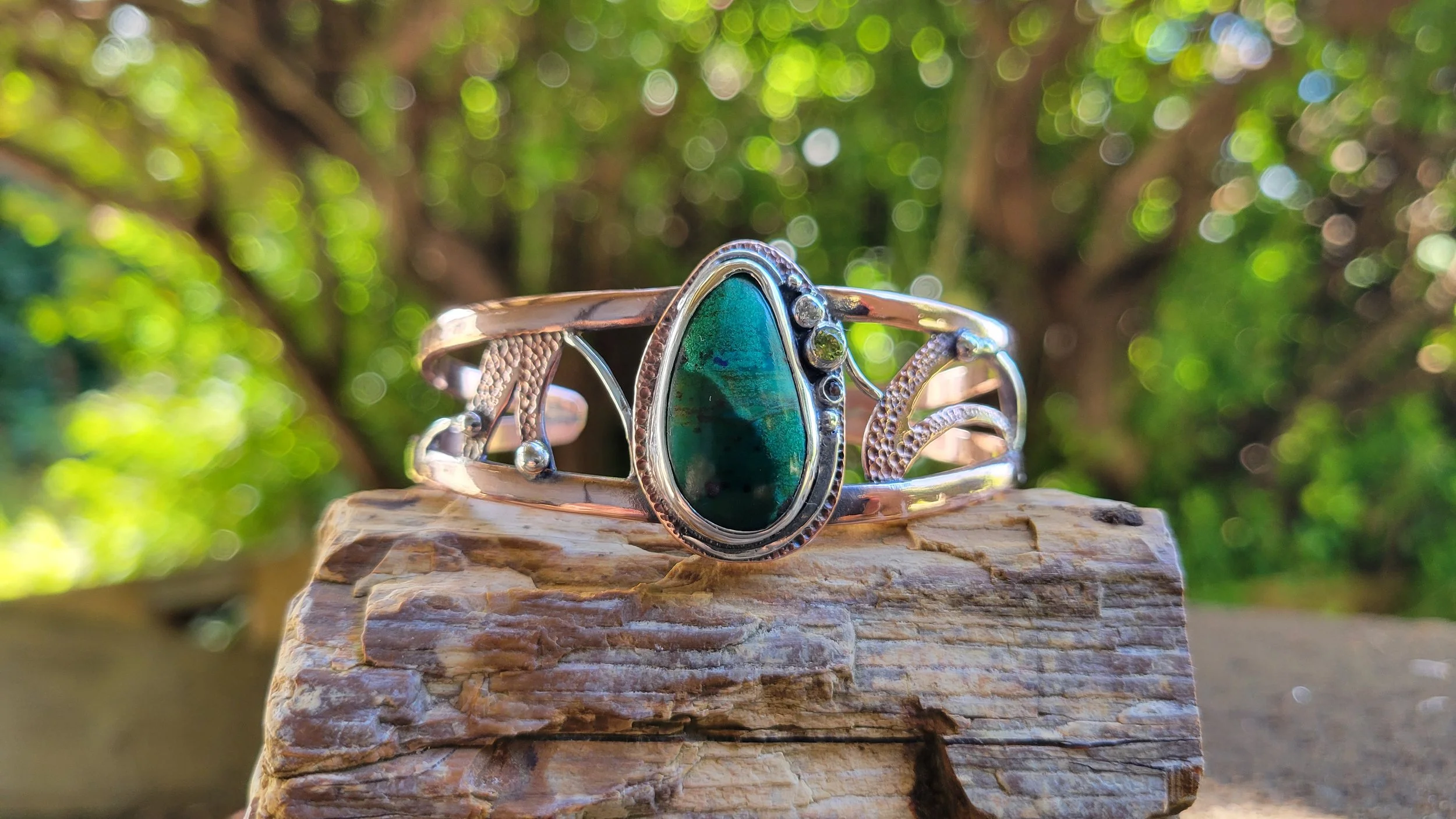 SageRat's Summer Breeze Peridot and Chrysocolla Cuff (don't purchase if you aren't SAGERAT!)
