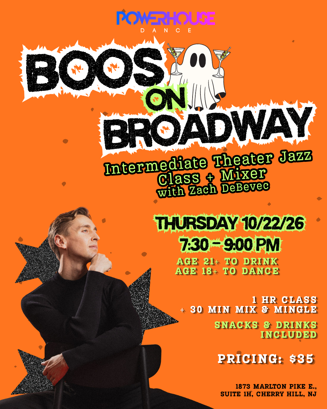 Boos On Broadway! Intermediate Theater Jazz + Mixer with Zach DeBevec
