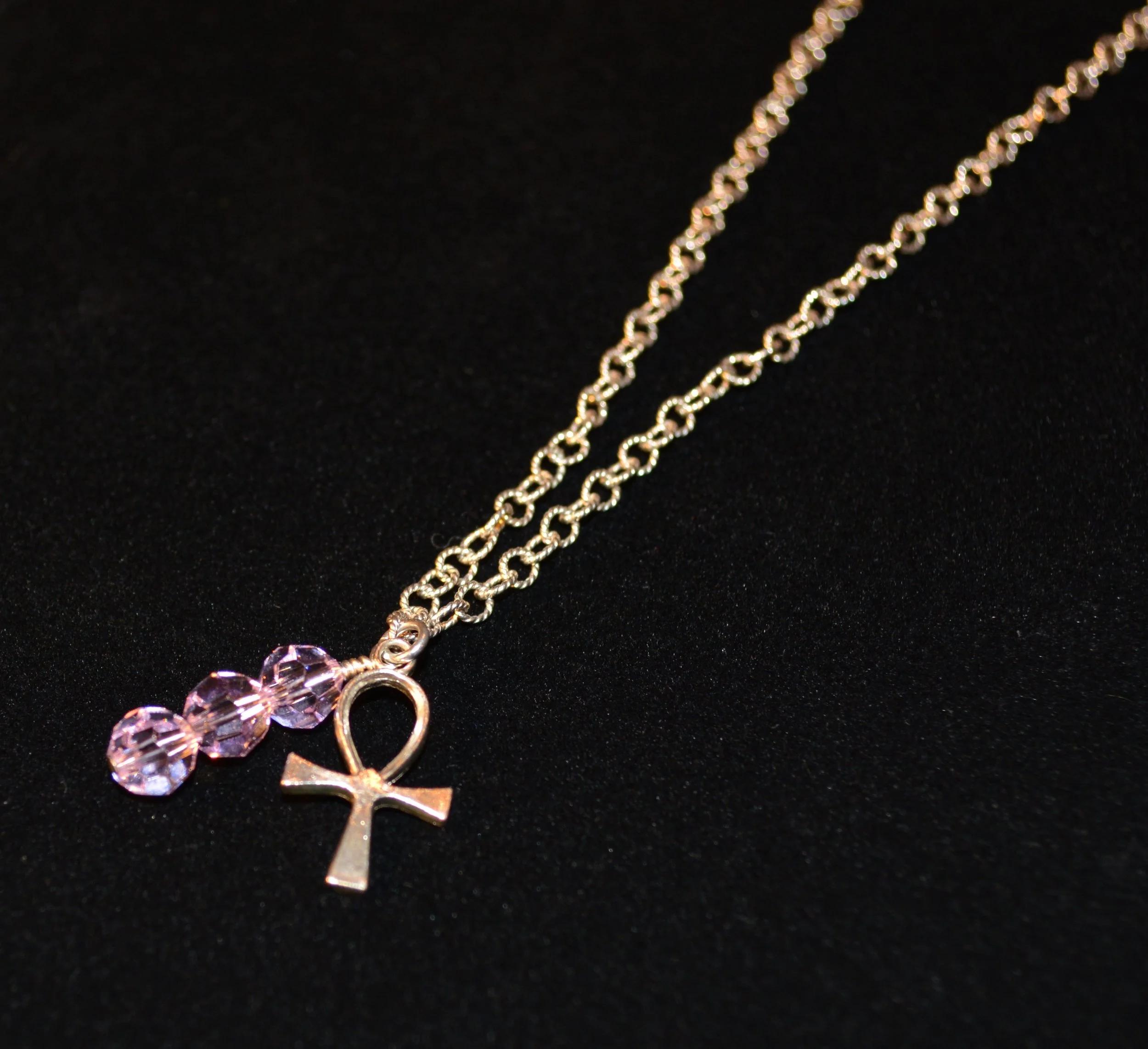 Swarovksi Crystal "Pink" with Egyptian Ankh