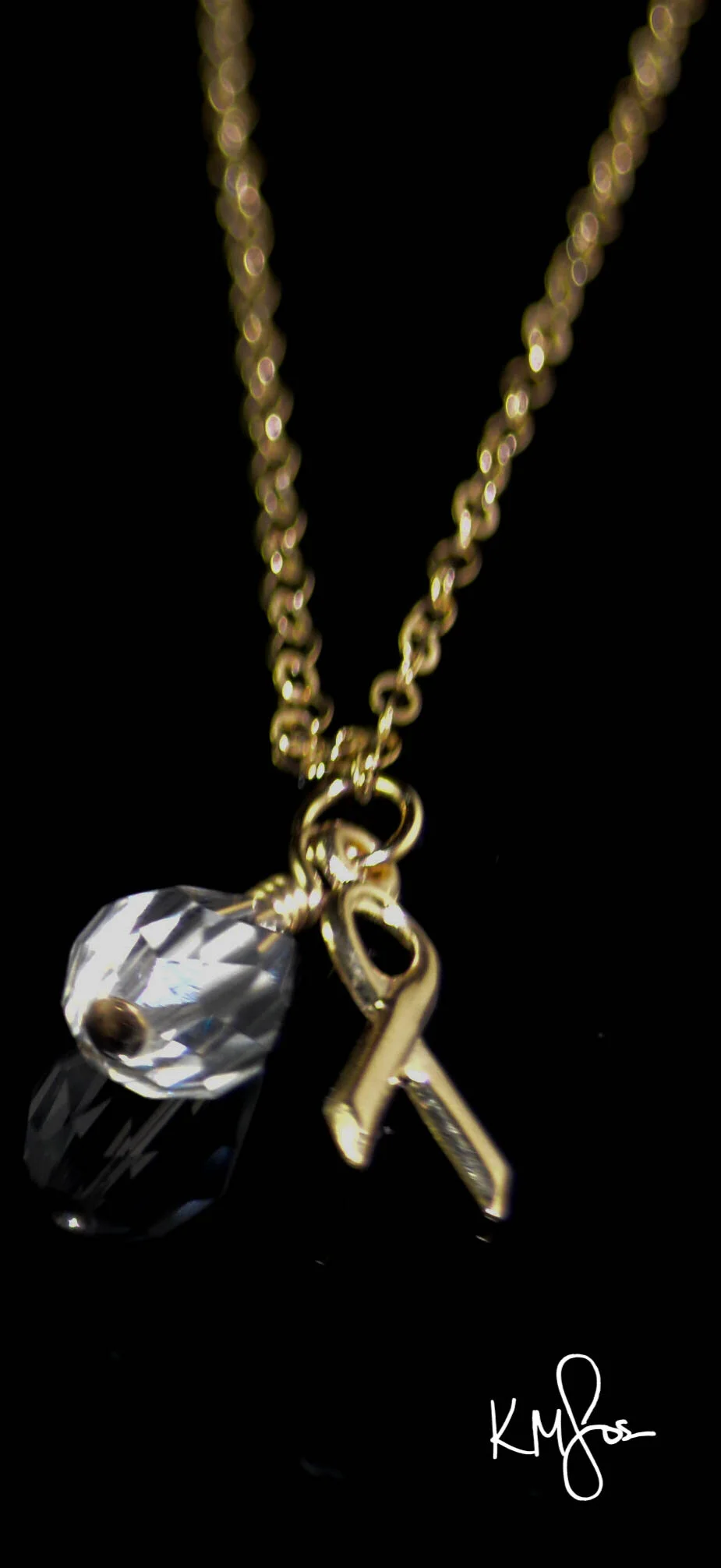 White Awareness Ribbon Necklace