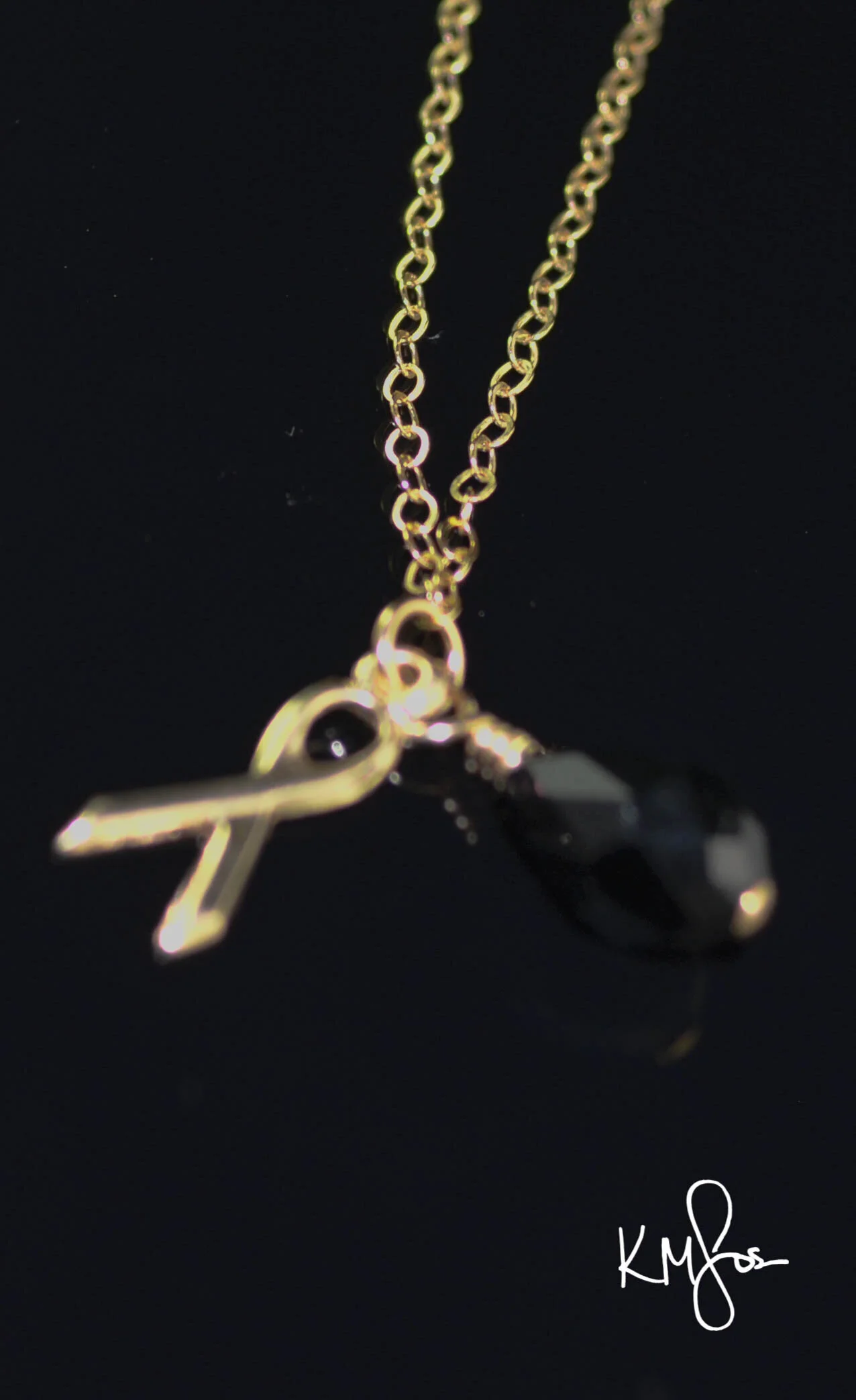 Black Awareness Ribbon Necklace