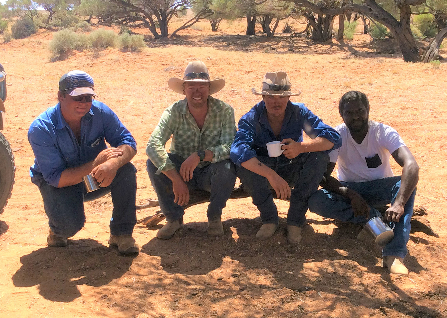 Mt Barry ringers enjoying smoko on the run